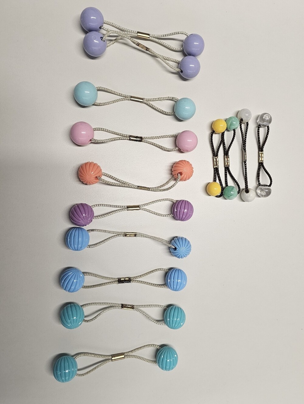 Vintage 80s Beaded Ponytail Holders Lot Pastels (Qty. 14)